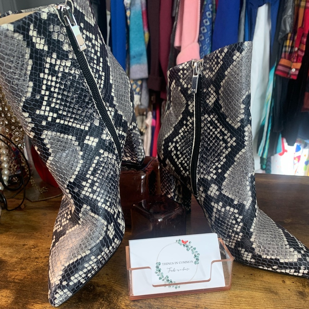 Marc Fisher snake skin ankle booties